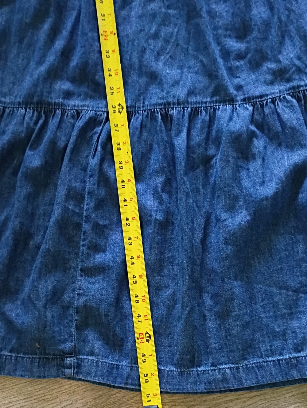 GAP- Tie-Front Spaghetti Strap Tiered Maxi Dress Dark Blue Soft Denim Sz Med/Pet - Picture 10 of 11